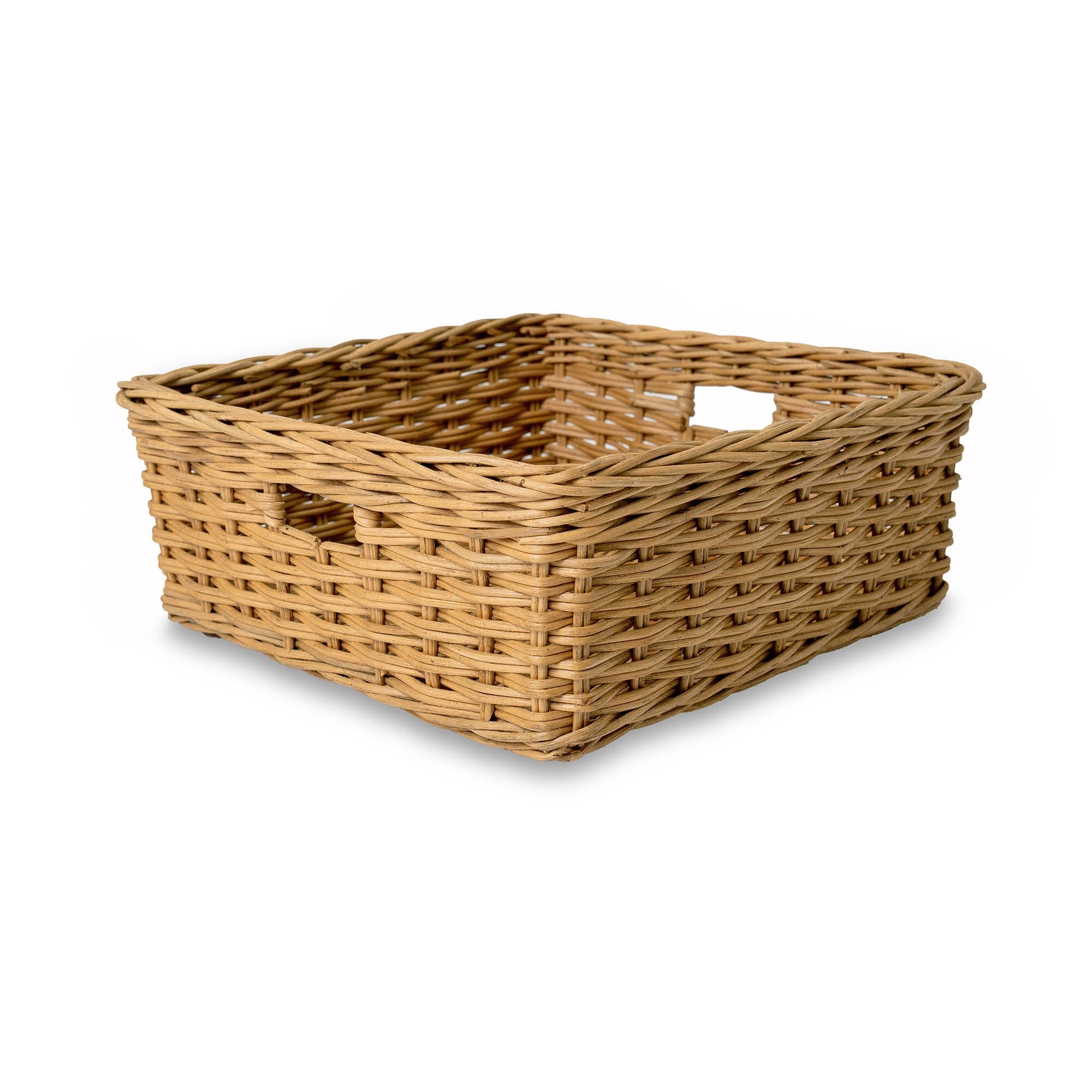 Square Low Wicker Storage Basket Sandstone Large | The Basket Lady