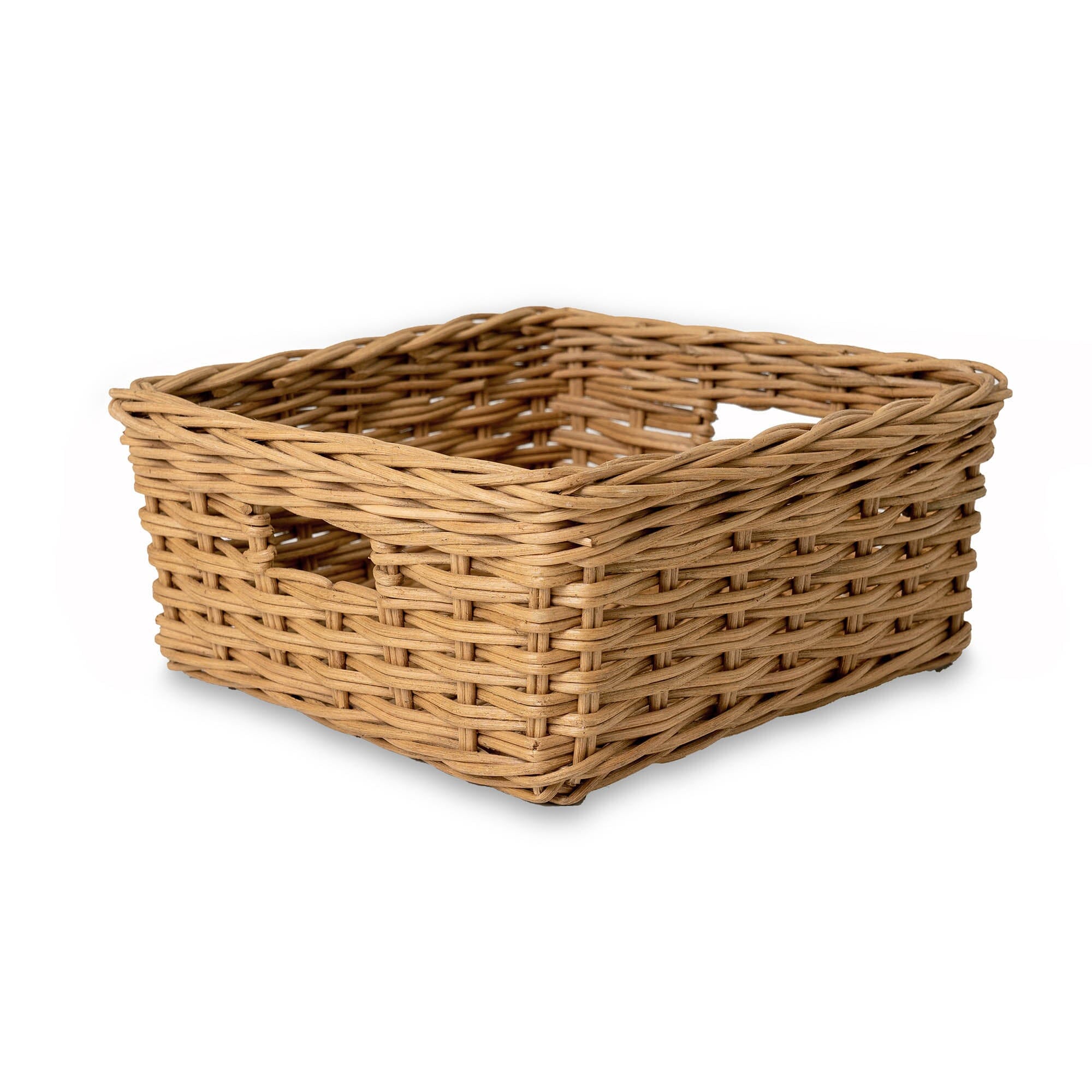 Square Low Wicker Storage Basket Sandstone Medium | The Basket Lady