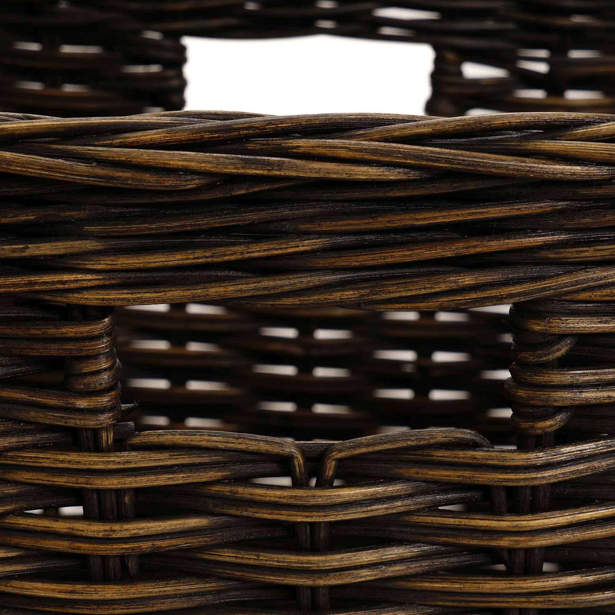 Tall Rectangular Wicker Storage Basket in Antique Walnut Brown, handle detail | The Basket Lady