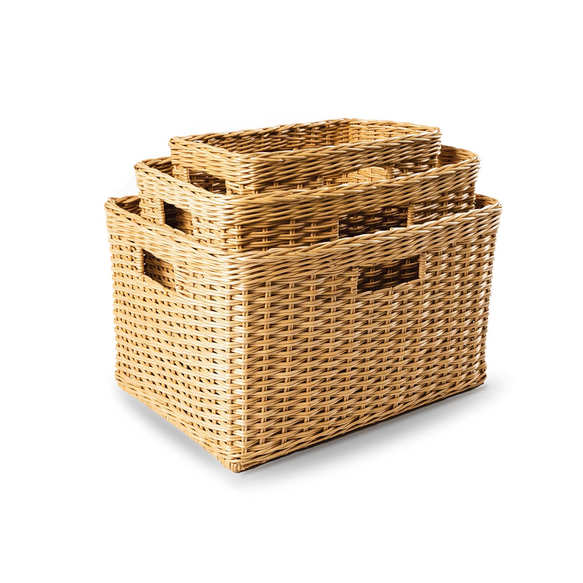 Tall Rectangular Wicker Storage Basket