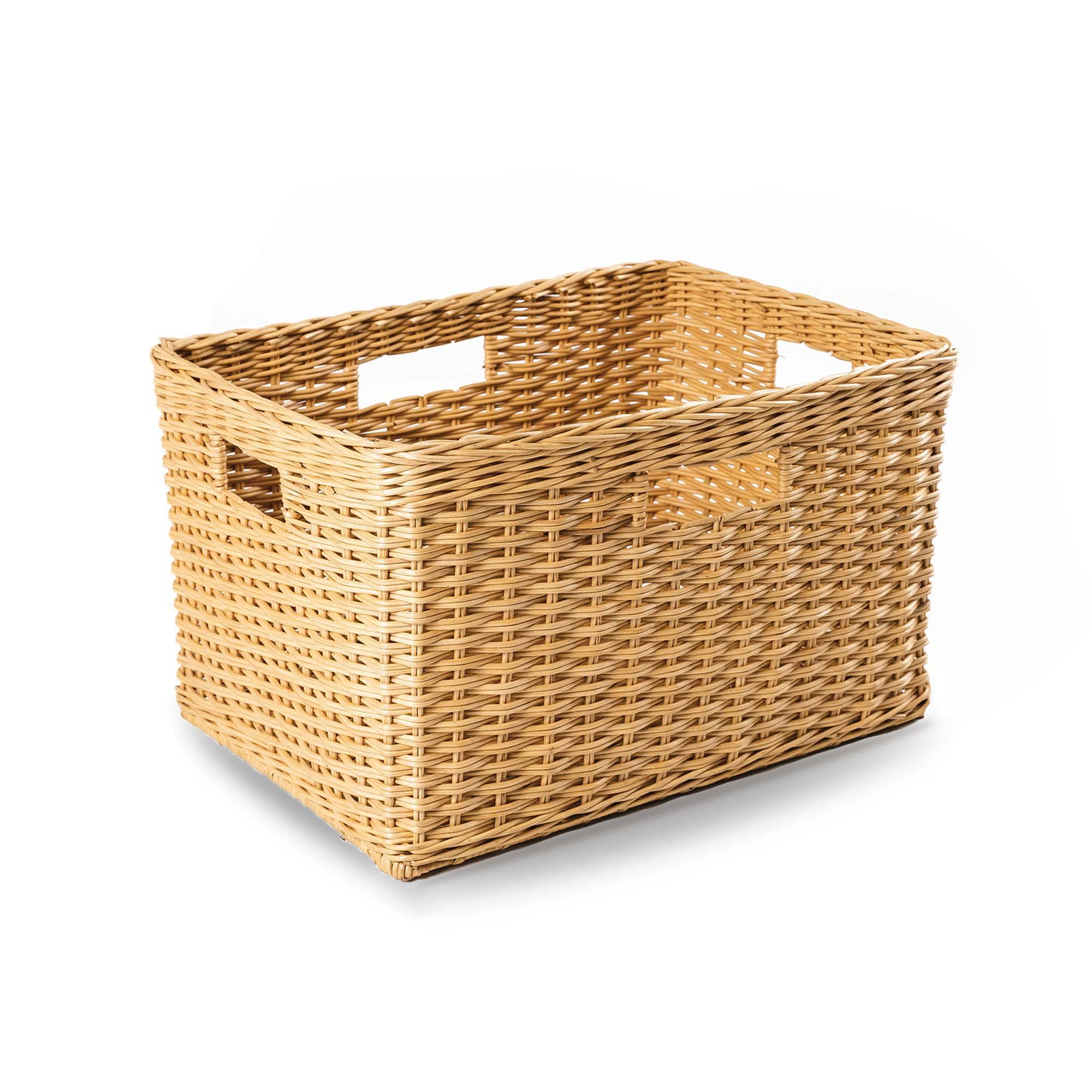 Tall Rectangular Wicker Storage Basket in Sandstone, size L | The Basket Lady