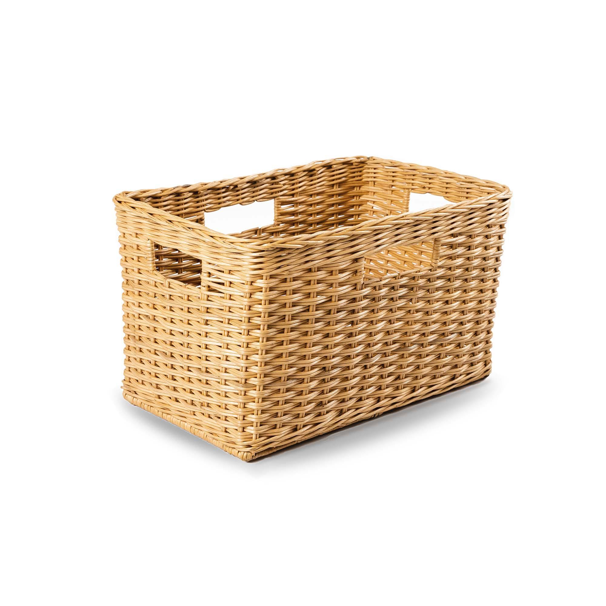 Tall Rectangular Wicker Storage Basket in Sandstone, size M | The Basket Lady