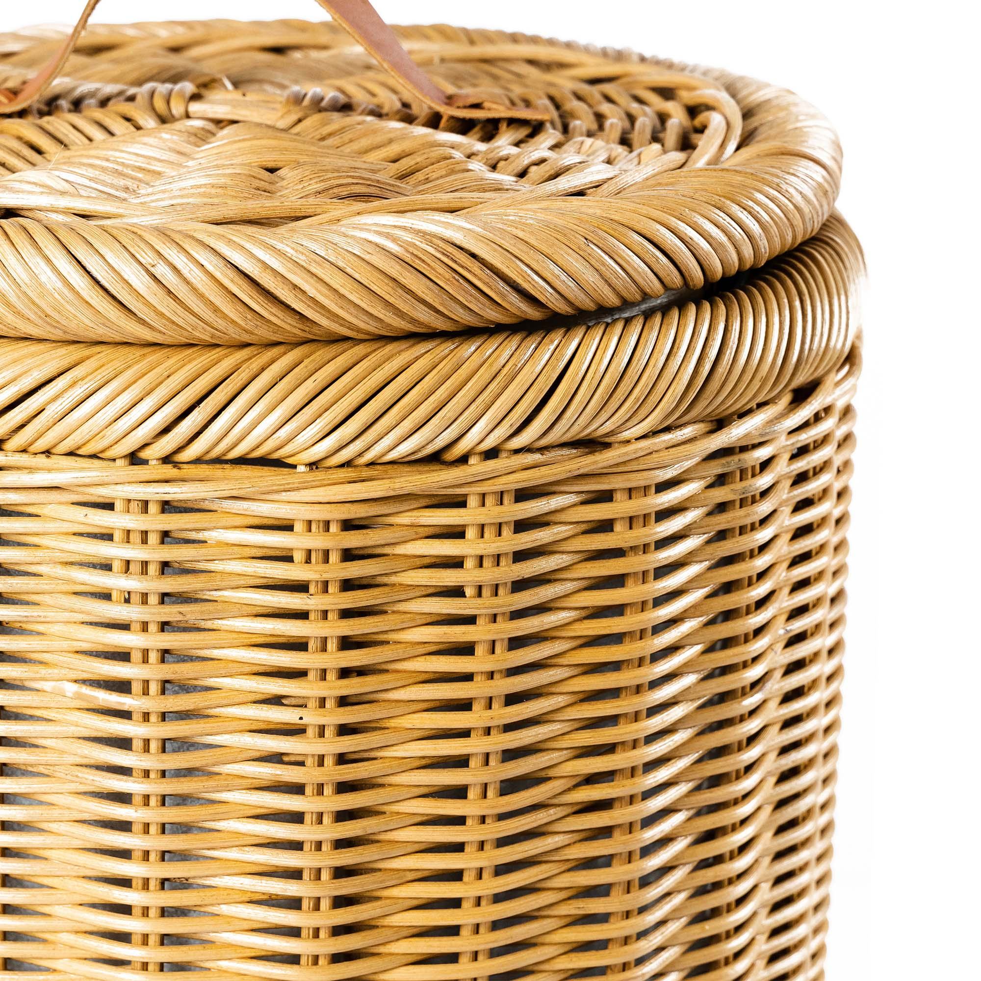 Tall Wicker Trash Basket with Metal Liner Waste & Trash Baskets The Basket Lady