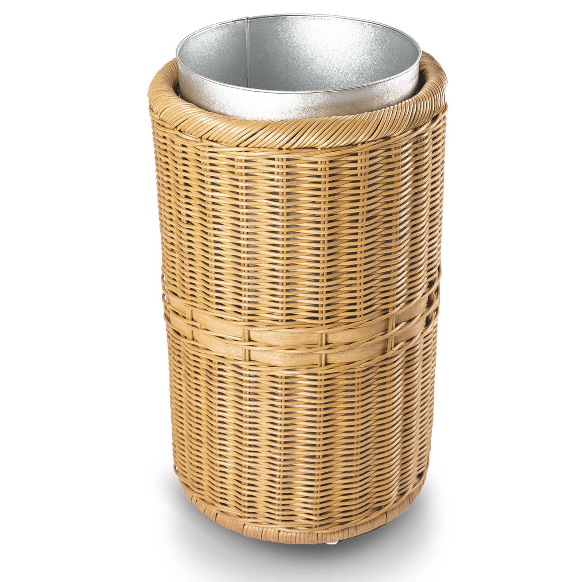Tall Wicker Trash Basket with Metal Liner Waste & Trash Baskets The Basket Lady