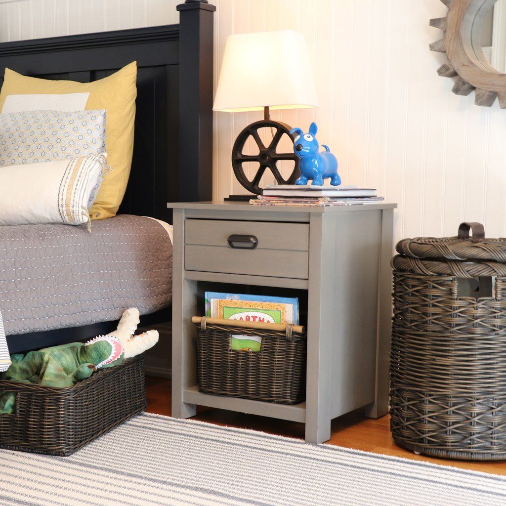 Deep Pole Handle Wicker Storage Basket in Antique Walnut Brown | Kids Storage | Bedroom Storage | The Basket Lady