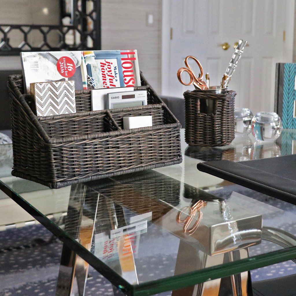 Large Wicker Organzier Basket | Desktop Storage and Organization | The Basket Lady