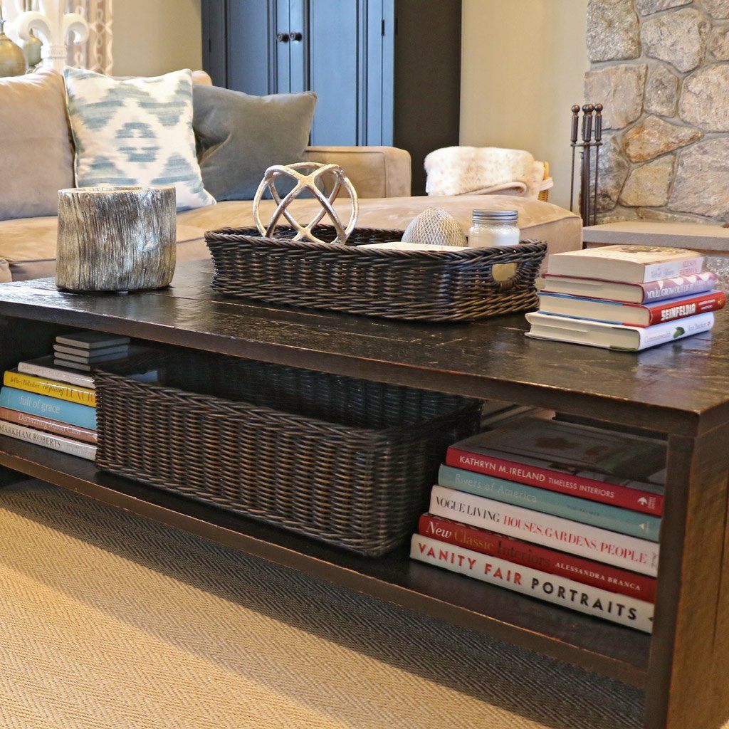 Underbed Wicker Storage Basket in Antique Walnut Brown size M | Living Room Storage | The Basket Lady