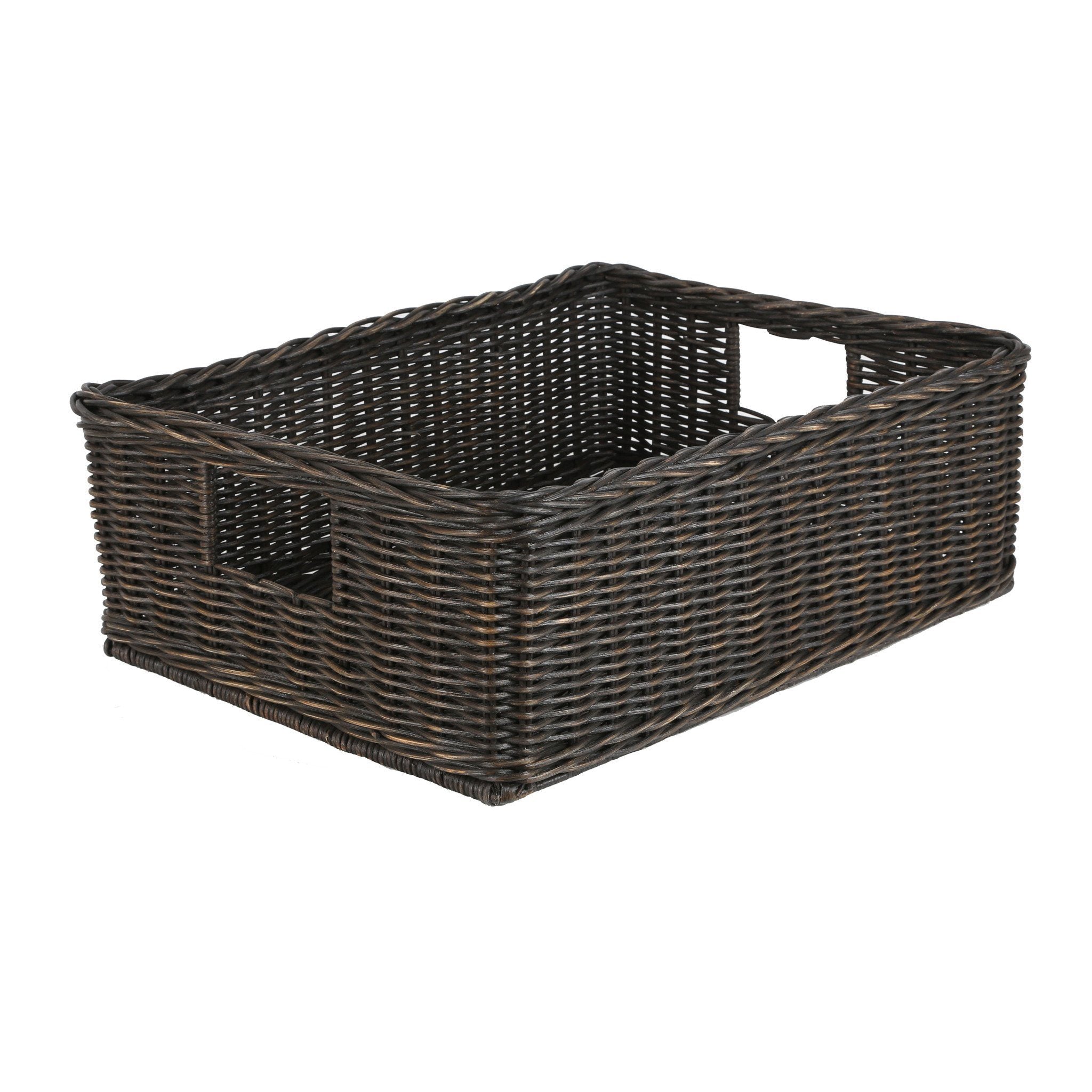 The Basket Lady Underbed Wicker Storage Basket in Antique Walnut Brown size L from The Basket Lady
