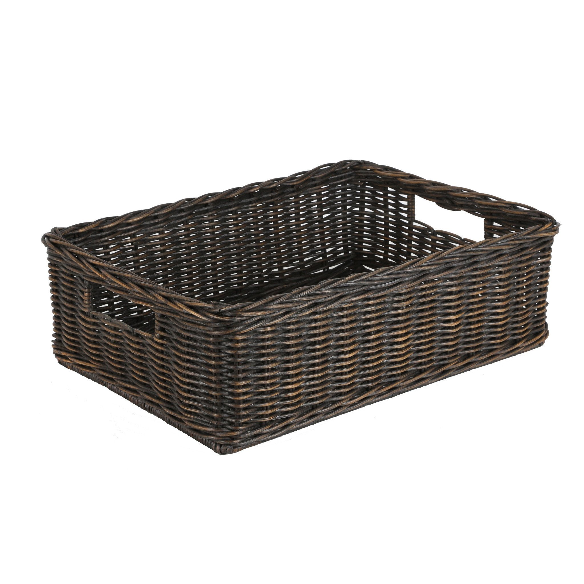 The Basket Lady Underbed Wicker Storage Basket in Antique Walnut Brown size M from The Basket Lady