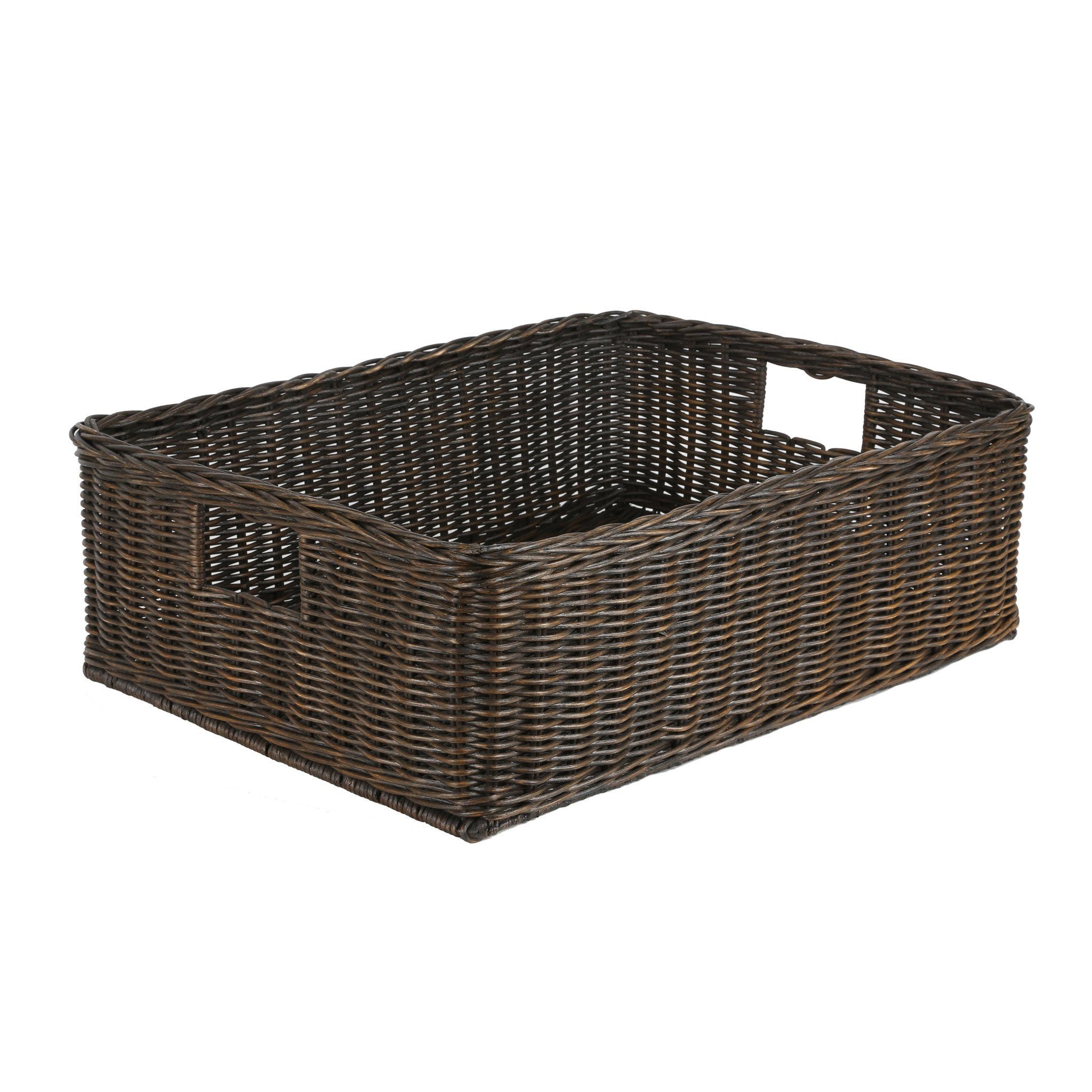 The Basket Lady Underbed Wicker Storage Basket in Antique Walnut Brown size XL from The Basket Lady