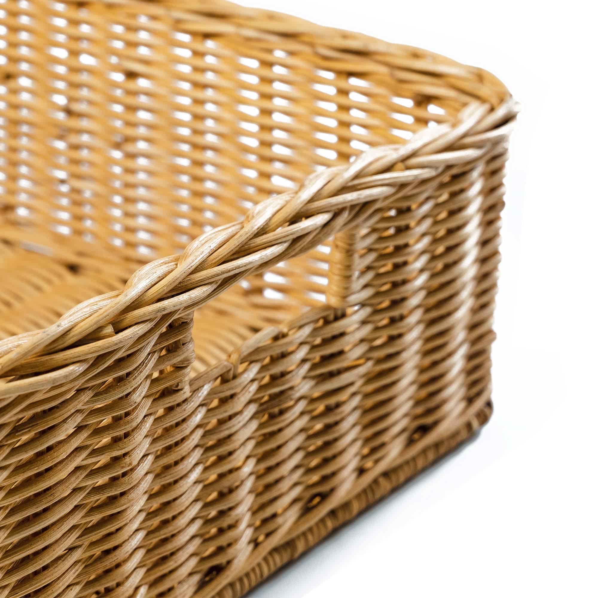 Underbed Wicker Storage Basket, Sandstone, L size, handle detail | The Basket Lady