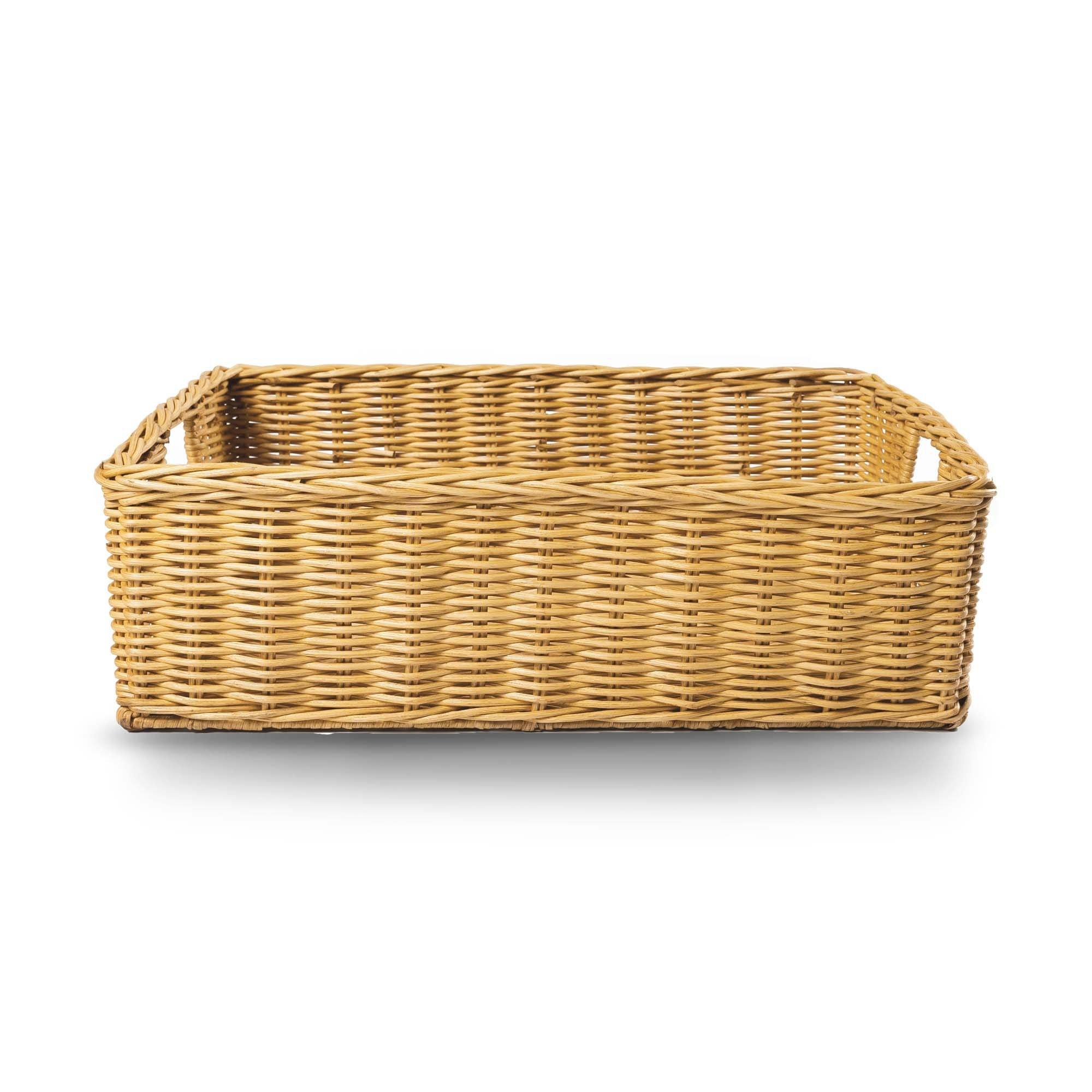 Underbed Wicker Storage Basket, Sandstone, L size, side view | The Basket Lady