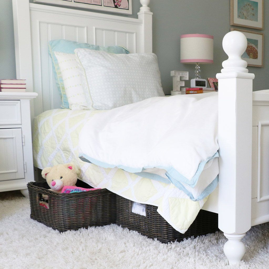 Underbed Wicker Storage Basket in Antique Walnut Brown | Kids Bedroom Storage | The Basket Lady