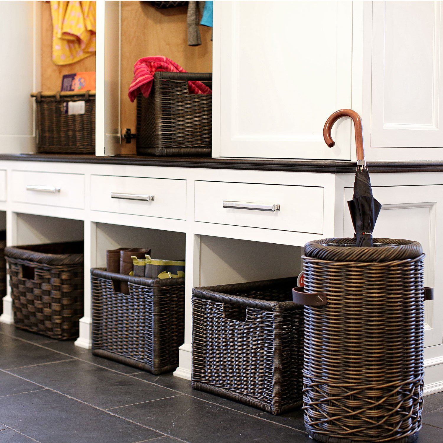 Wicker Umbrella Basket in Mudroom | The Basket Lady