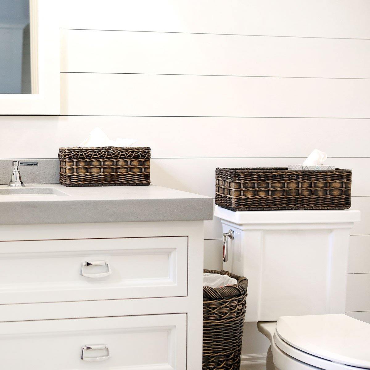 Wicker Bathroom Accessories in guest bathroom | The Basket Lady