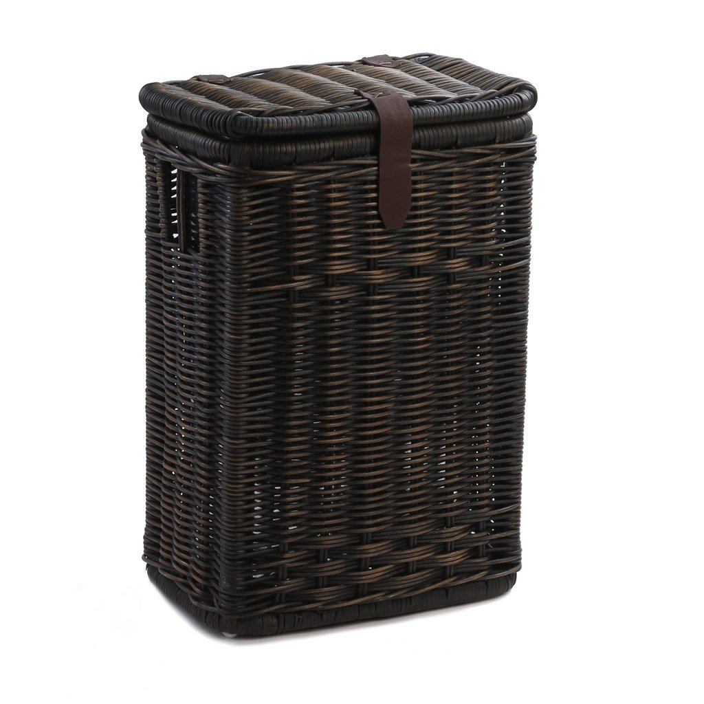 Wicker Kitchen Trash Basket with Metal Liner in Antique Walnut Brown | The Basket Lady