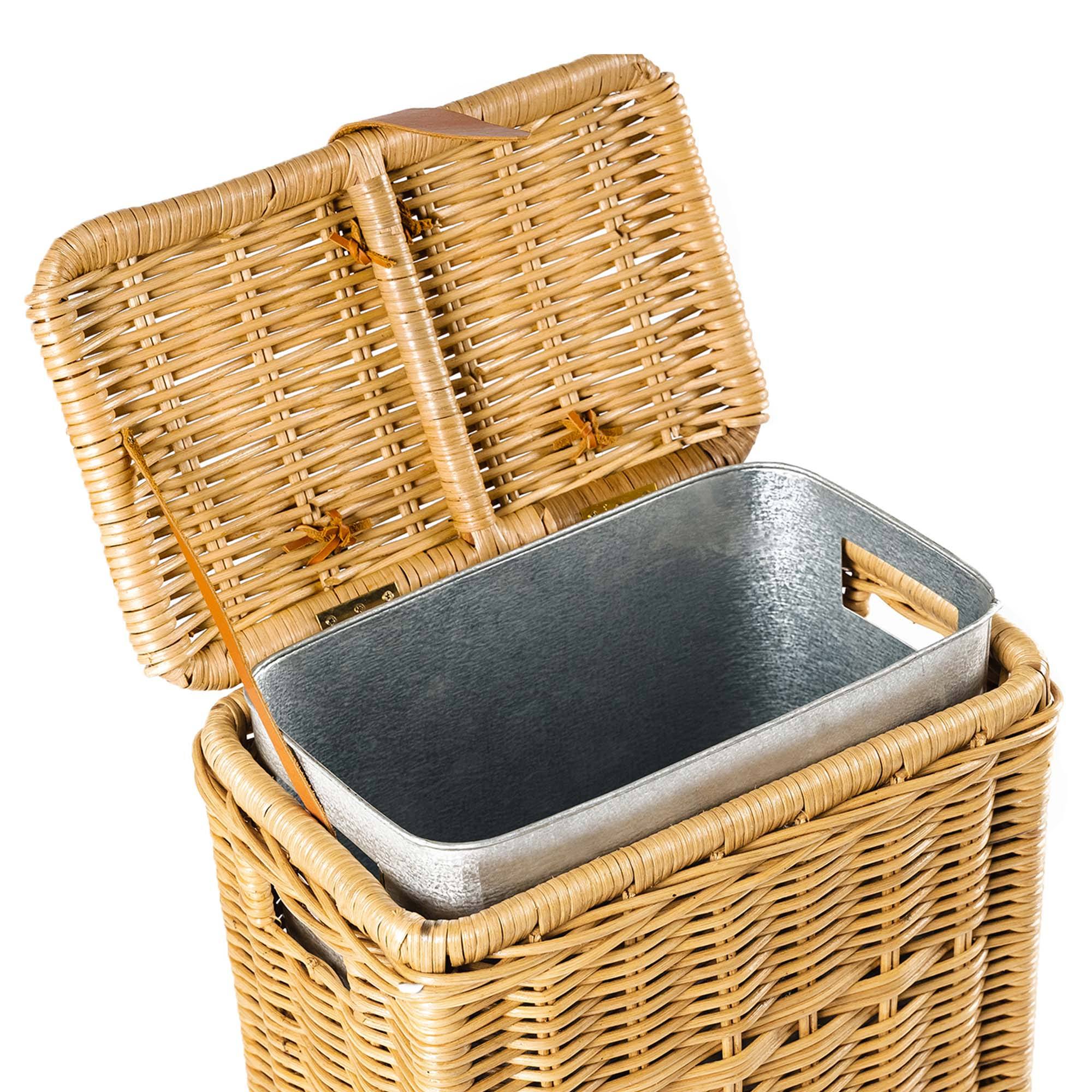 Wicker Kitchen Trash Basket in Sandstone with removable metal liner | The Basket Lady