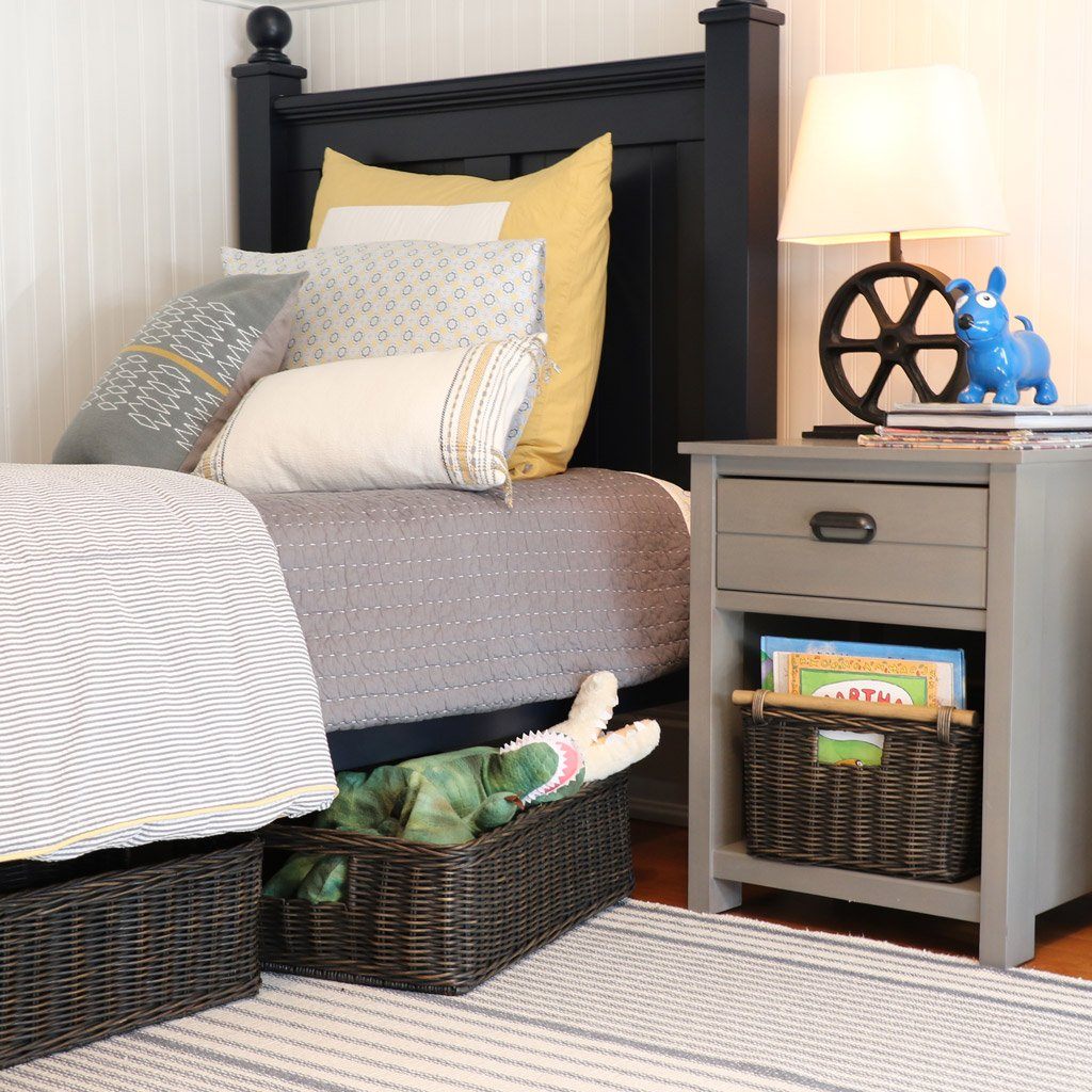 Underbed Wicker Storage Basket in Antique Walnut Brown | Kids Toy Storage | The Basket Lady