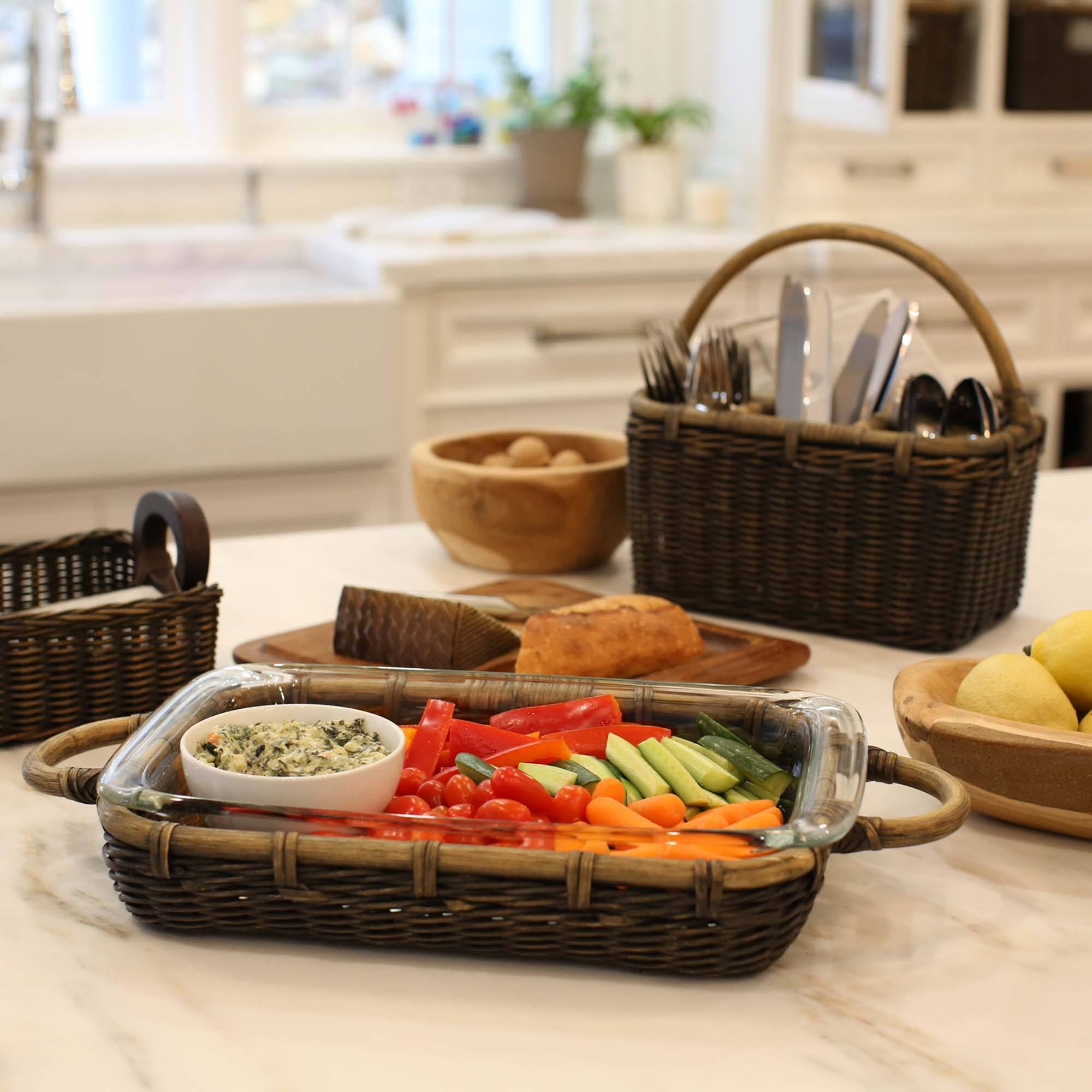 Wicker Tabletop Collection in Antique Walnut Brown | The Basket Lady