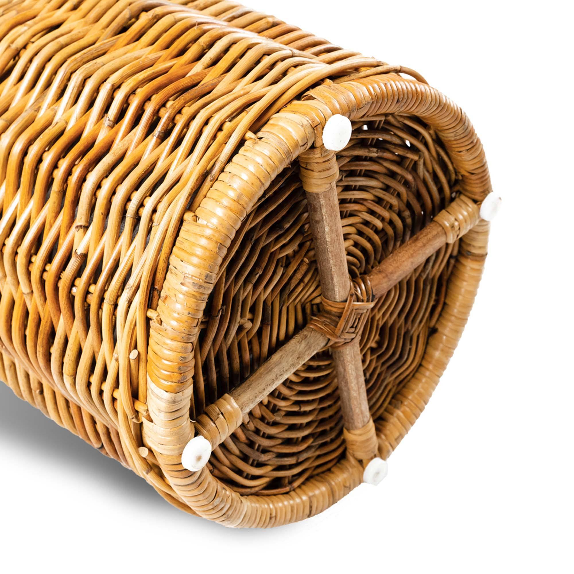 Wicker Umbrella Stand in Simply Natural, bottom detail with nylon feet | The Basket Lady