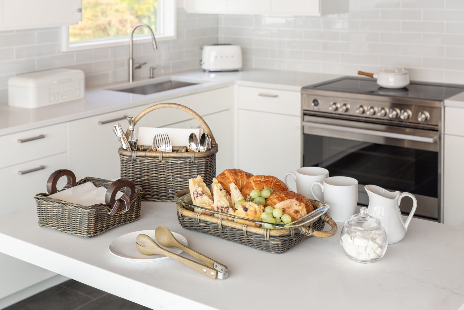 Natural rattan and wicker baskets being gently cleaned and maintained indoors.