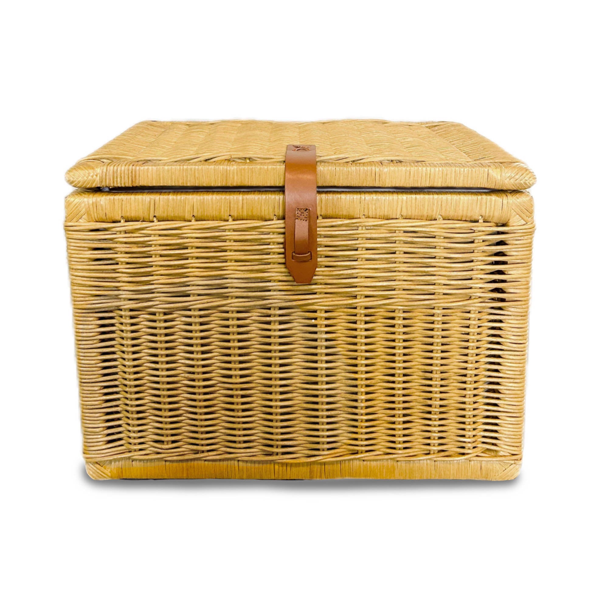 Deep Wicker Storage Trunk size L in Sandstone, front view | The Basket Lady