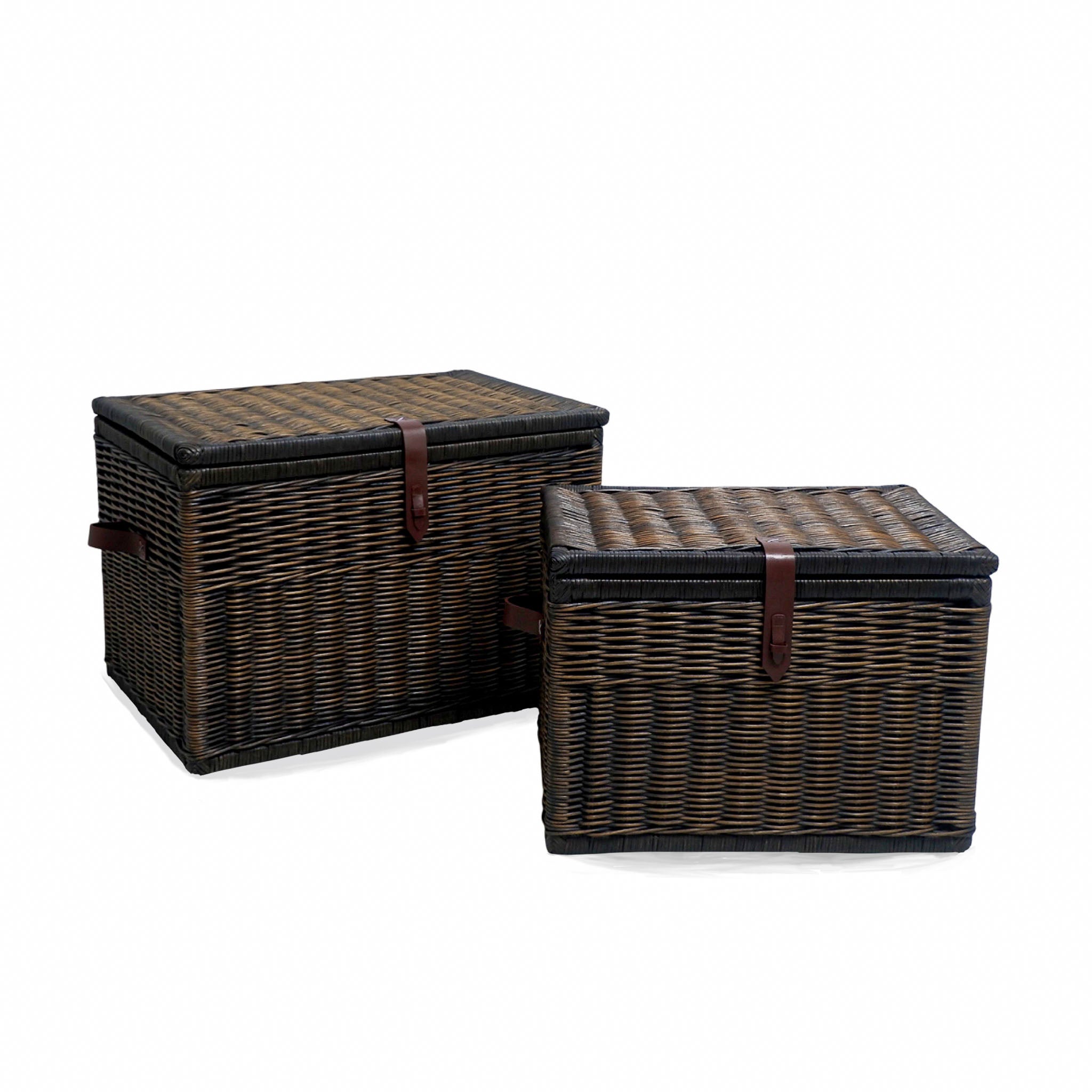 Deep Wicker Storage Trunk Storage > Trunks The Basket Lady Antique Walnut Brown Nested set of 2 
