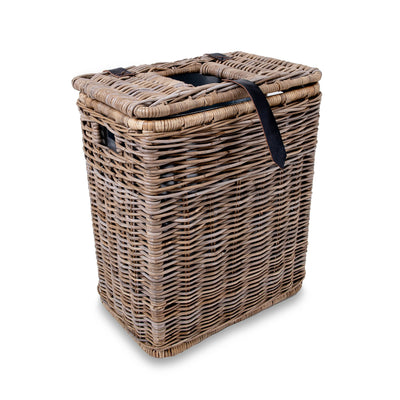 Drop-In Rectangular Kubu Wicker Trash Basket with Metal Liner, Serene Grey | The Basket Lady