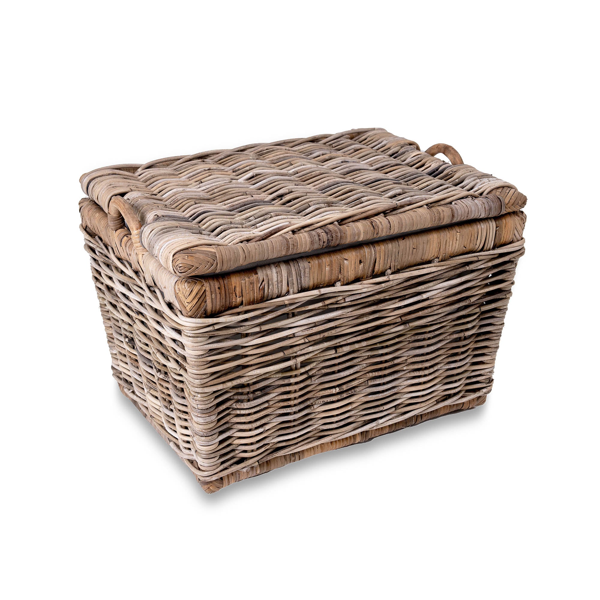 Lift-off Lid Kubu Wicker Storage Basket, Serene Grey, size Medium | The Basket Lady
