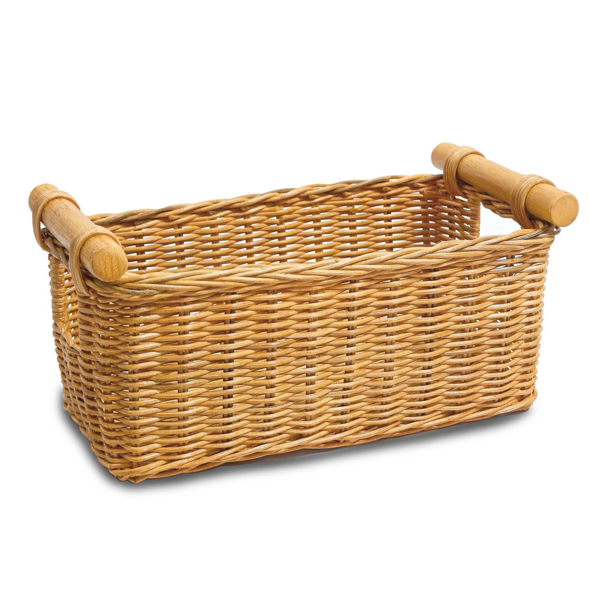 Petit Pole Handle Wicker Storage Basket in Sandstone