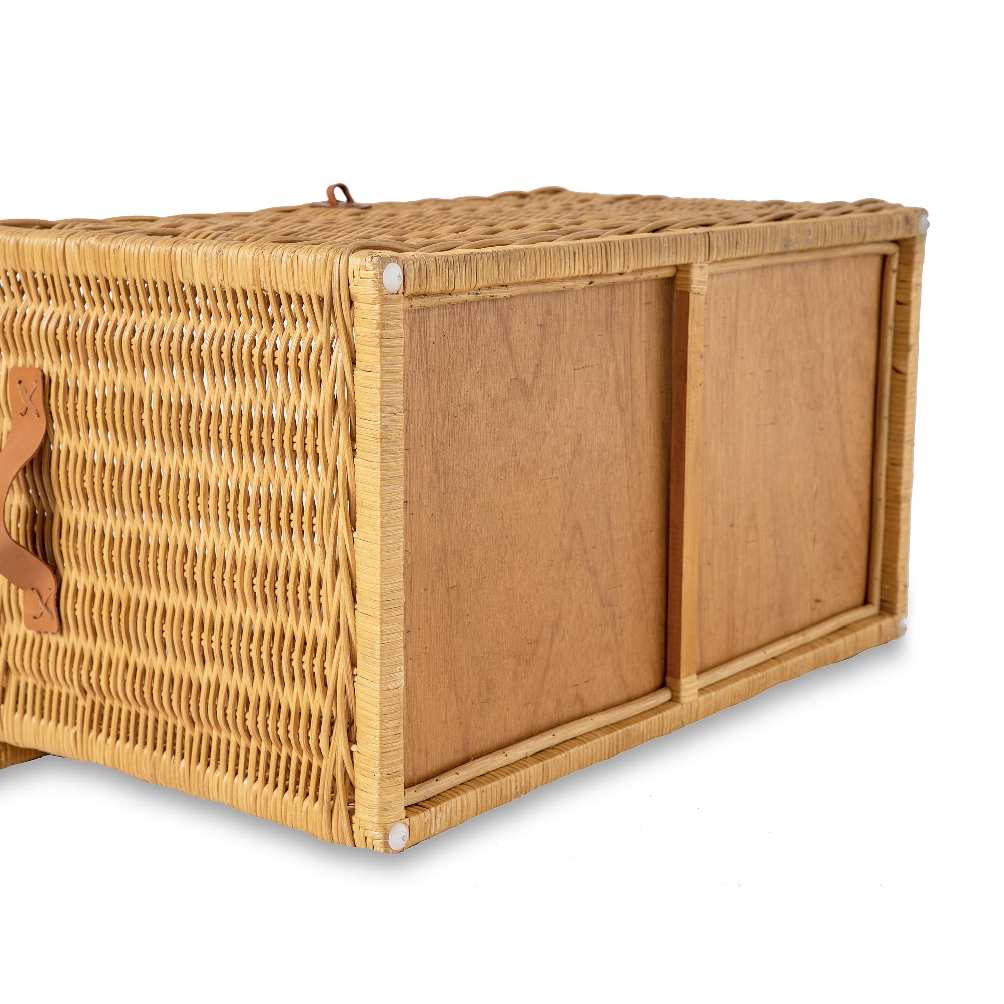 Wicker Storage Trunk in Sandstone, solid mahogany wood bottom | The Basket Lady