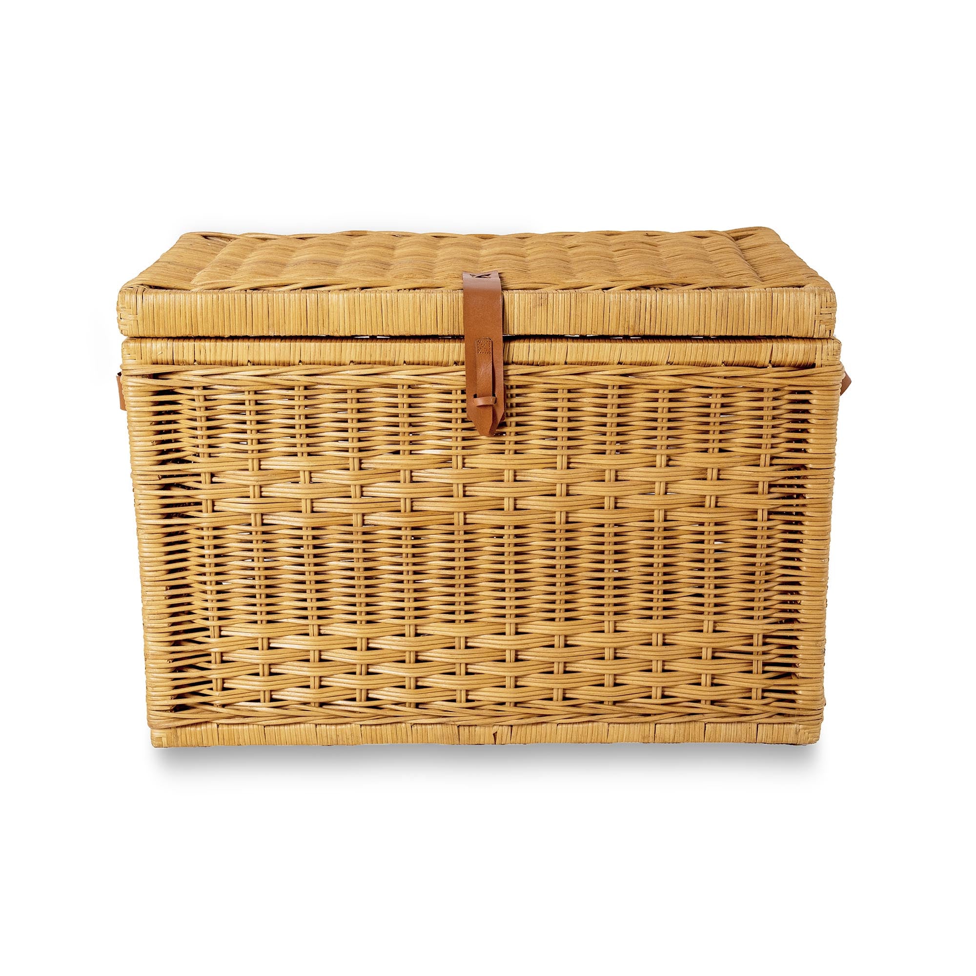 Wicker Storage Trunk in Sandstone, size large, front view | The Basket Lady