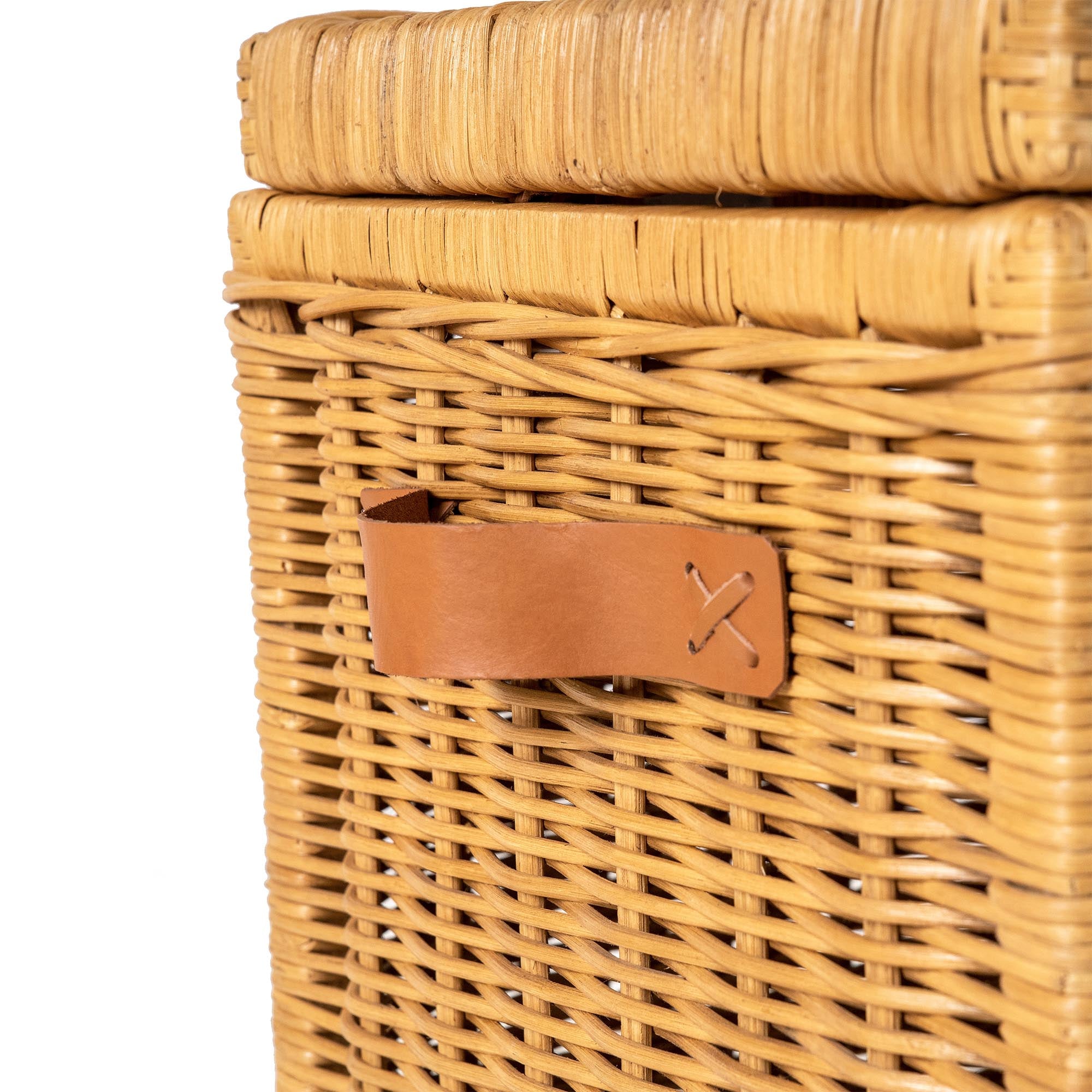 Wicker Storage Trunk in Sandstone, decorative leather handles, not meant for lifting | The Basket Lady