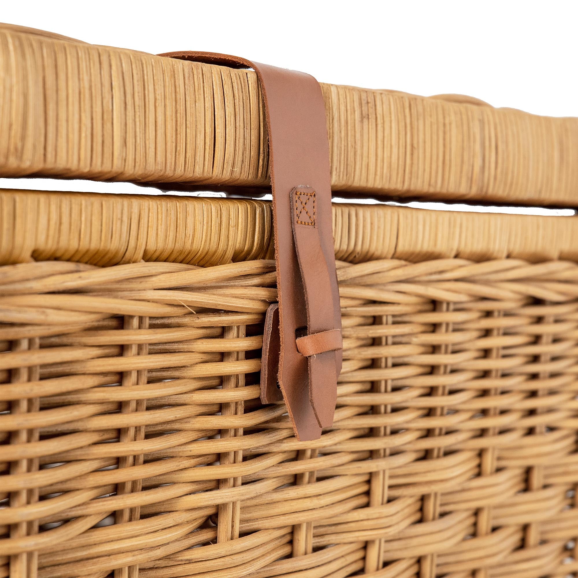 Wicker Storage Trunk in Sandstone, decorative leather lock | The Basket Lady