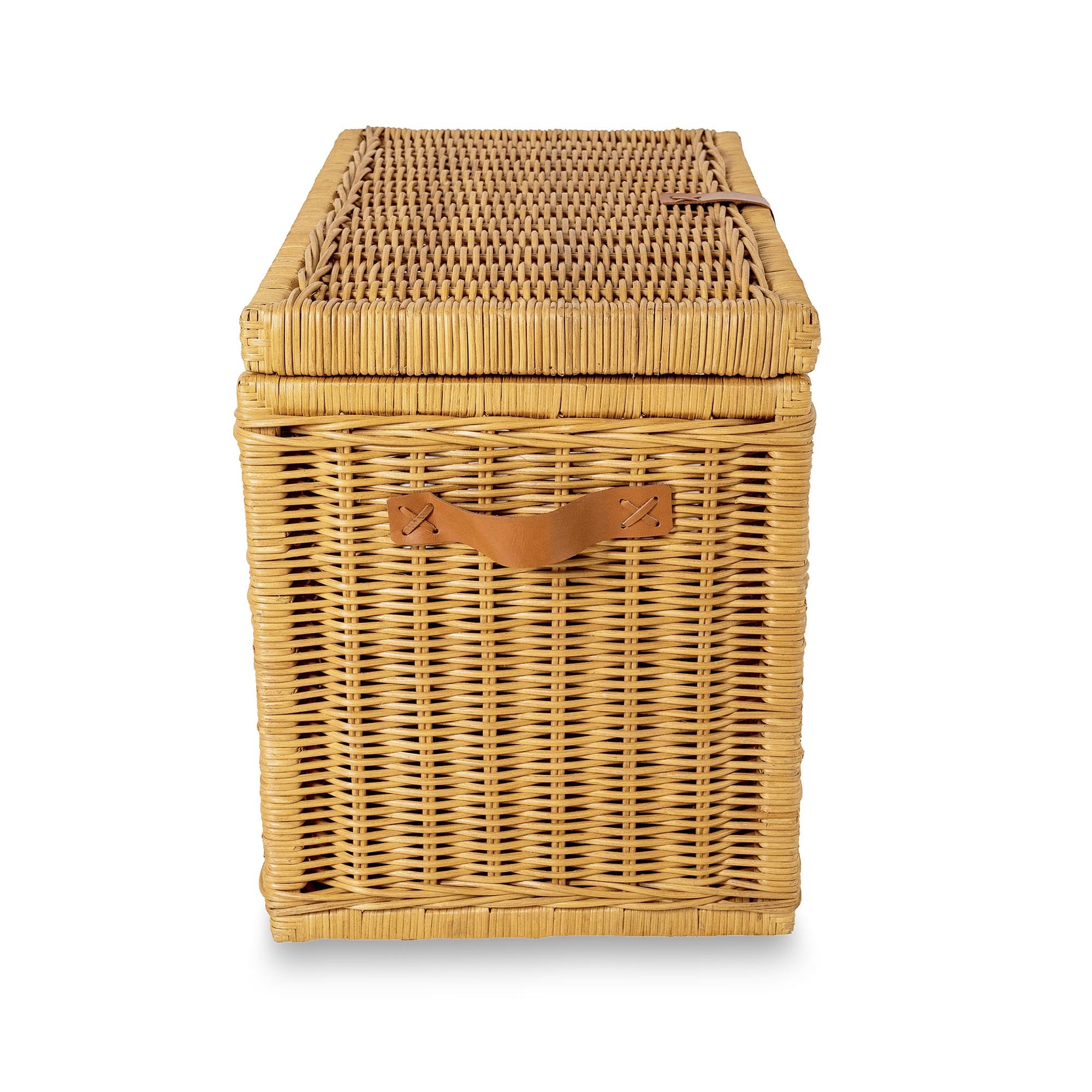 Wicker Storage Trunk in Sandstone, size large, side view | The Basket Lady