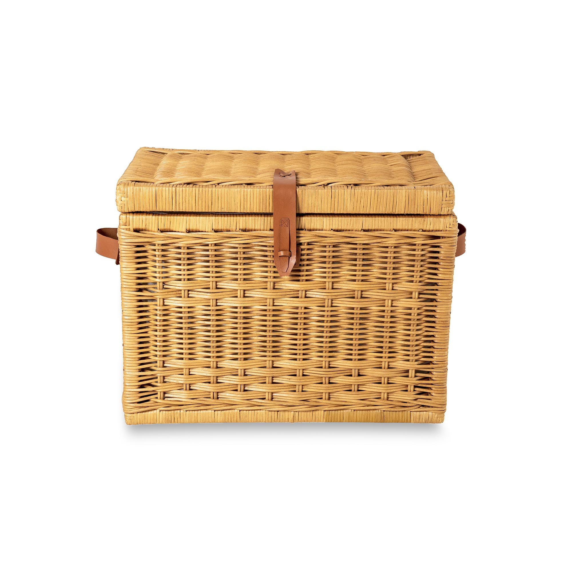 Wicker Storage Trunk in Sandstone, size medium, front view | The Basket Lady