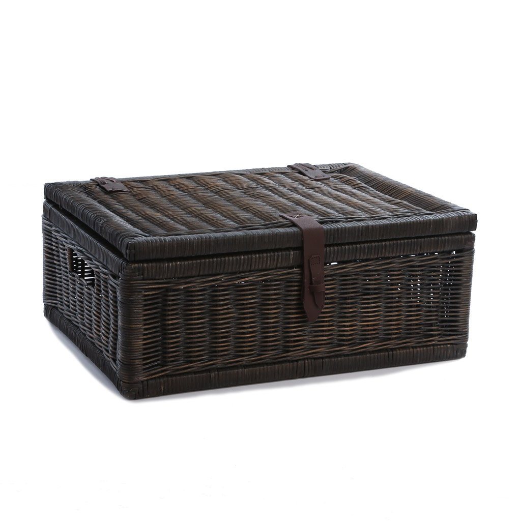 Wicker storage 2025 box with lid