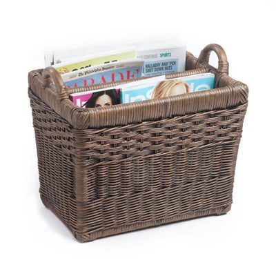 The Basket Lady Rectangular Wicker Divided Magazine Basket