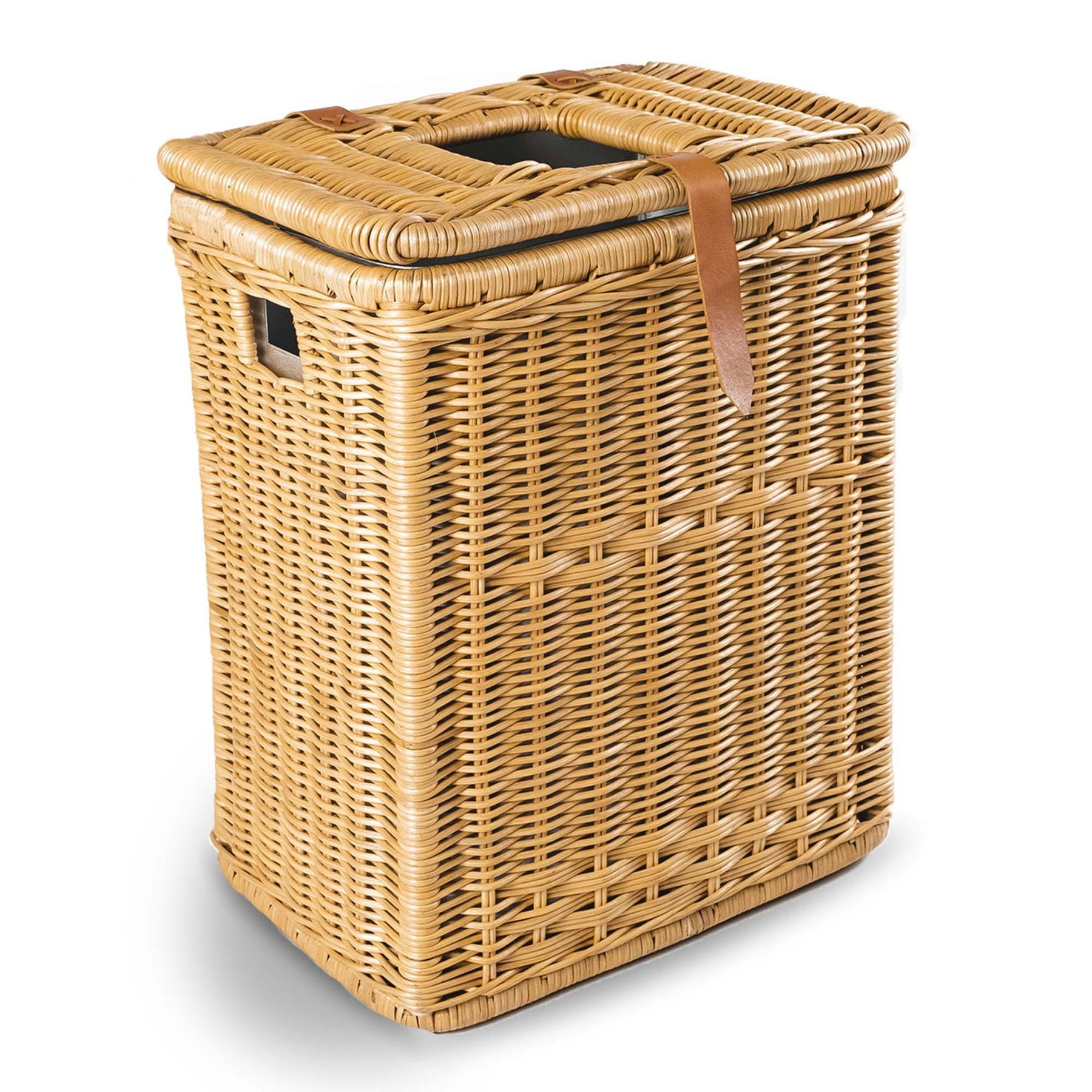 DropIn Rectangular Wicker Waste Basket with Metal Liner The Basket Lady