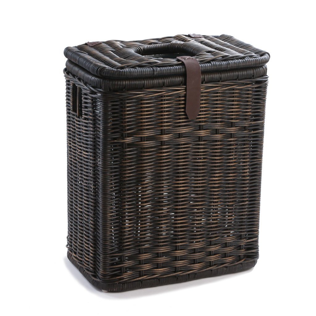 #color_antique walnut brown - Drop-In Rectangular Wicker Waste Basket with Metal Liner in Antique Walnut Brown | The Basket Lady