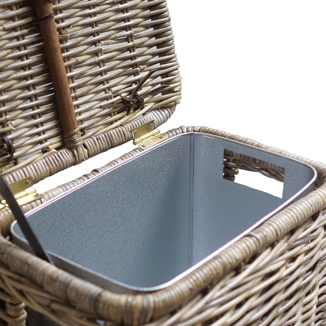 Kubu Wicker Rectangular Kitchen Trash Basket with Metal Liner