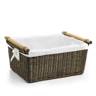 The Basket Lady Fabric Basket Liner for Wicker Pole Handle Storage Basket