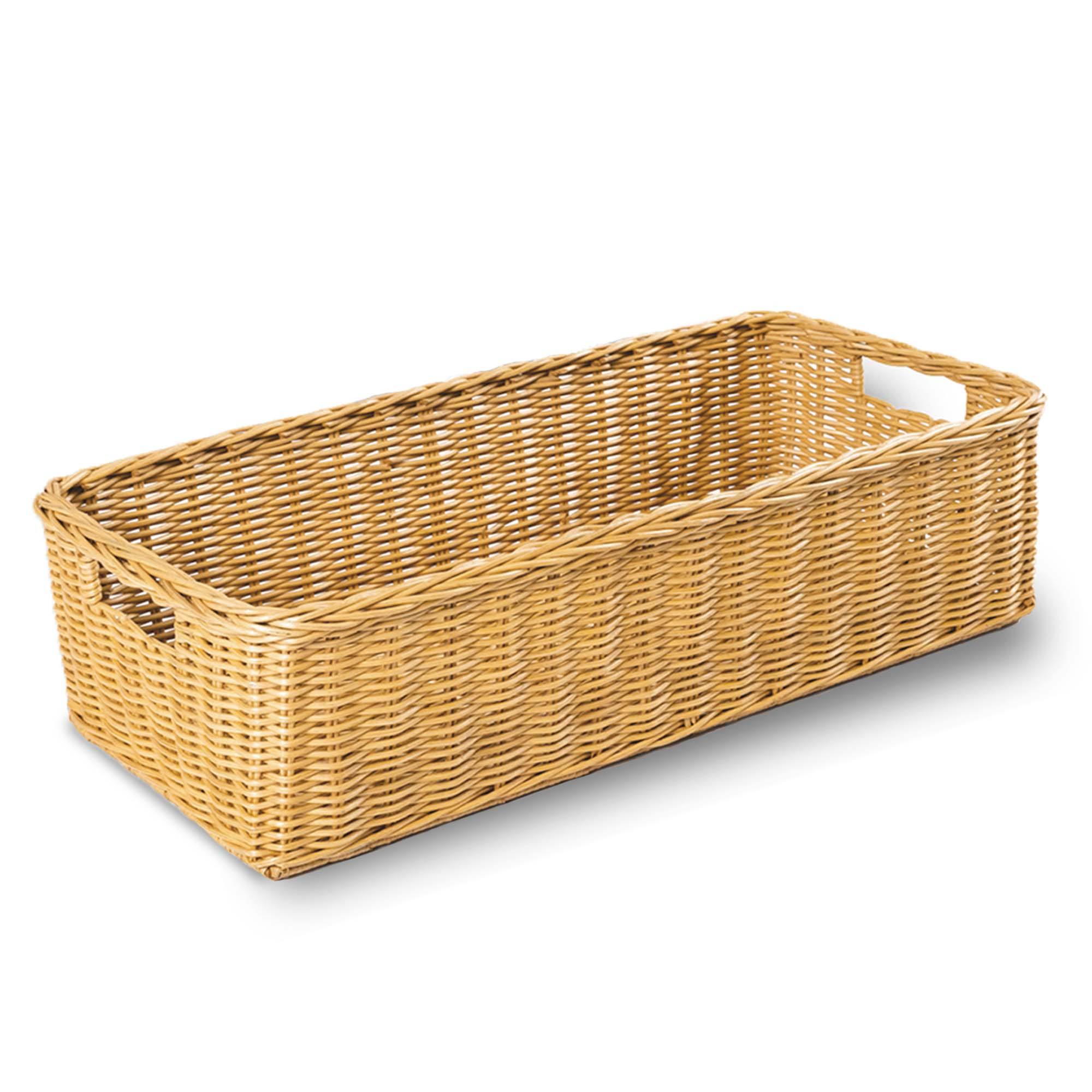 Long Low Wicker Basket in Sandstone, size L | The Basket Lady