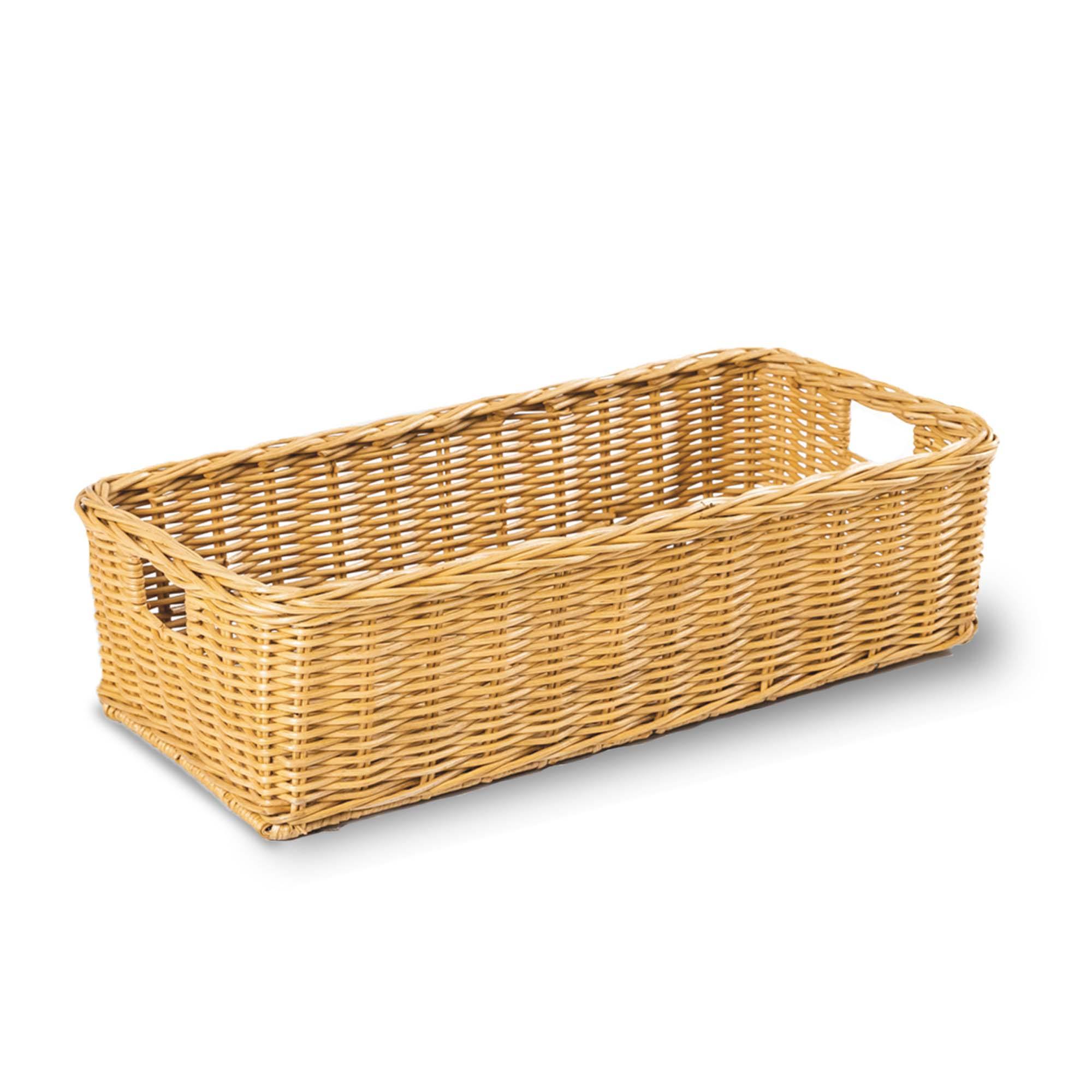 Long Low Wicker Basket in Sandstone, size M | The Basket Lady