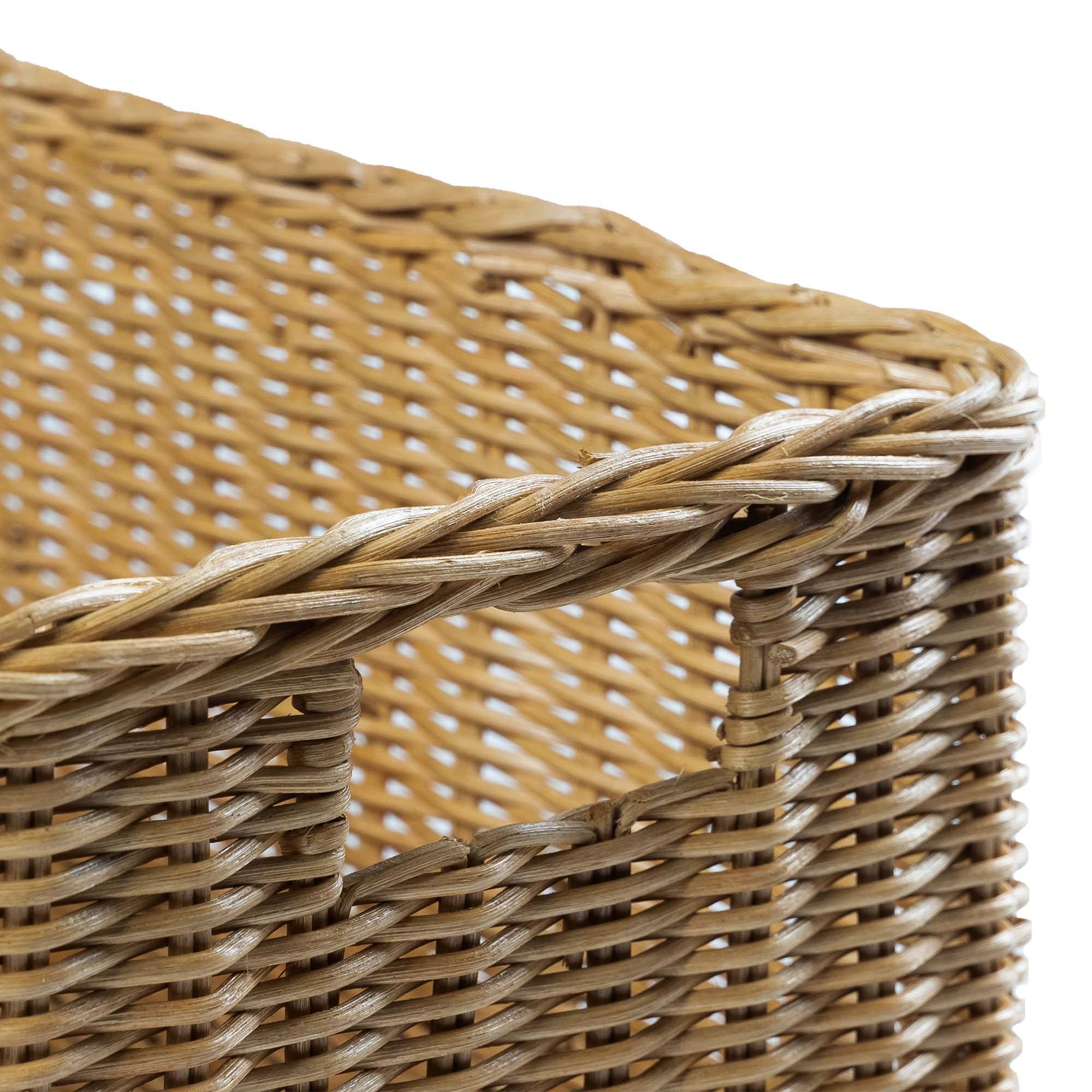 Long Low Wicker Basket in Sandstone, handle detail | The Basket Lady