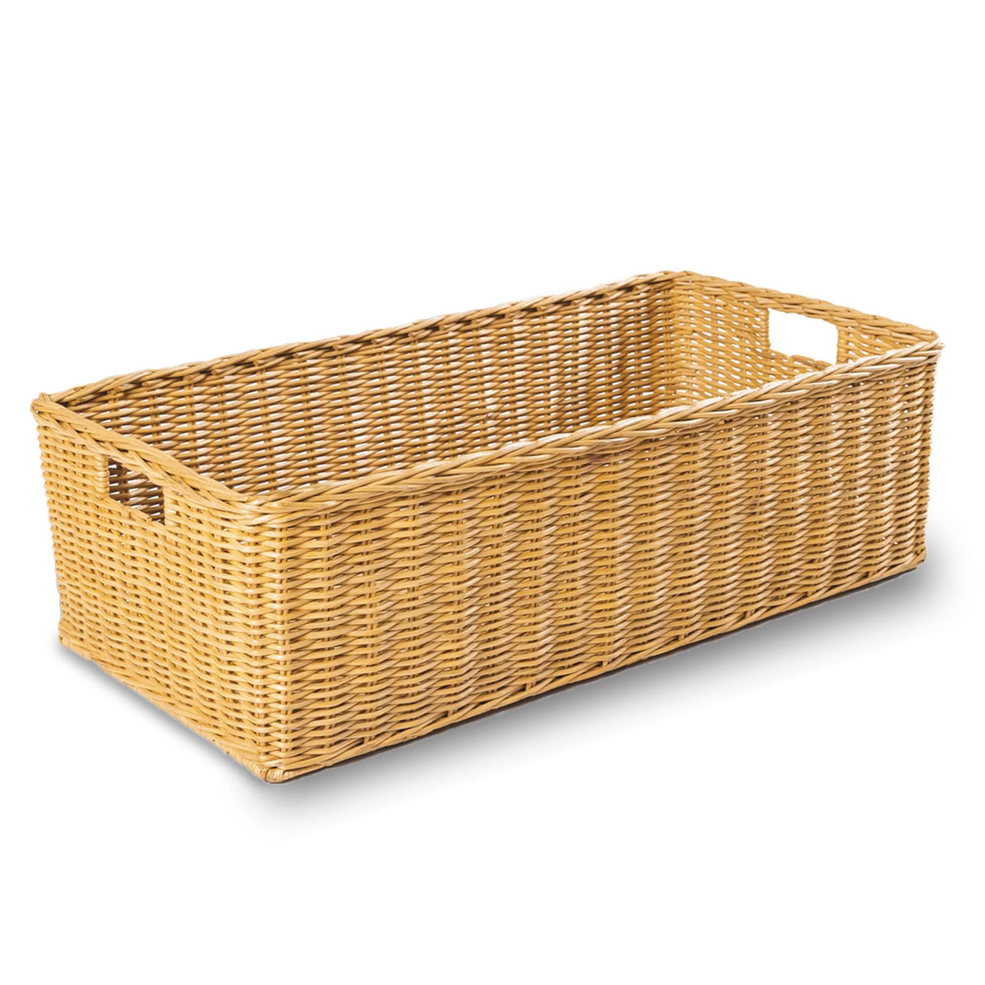 Long Low Wicker Basket in Sandstone, size XL | The Basket Lady
