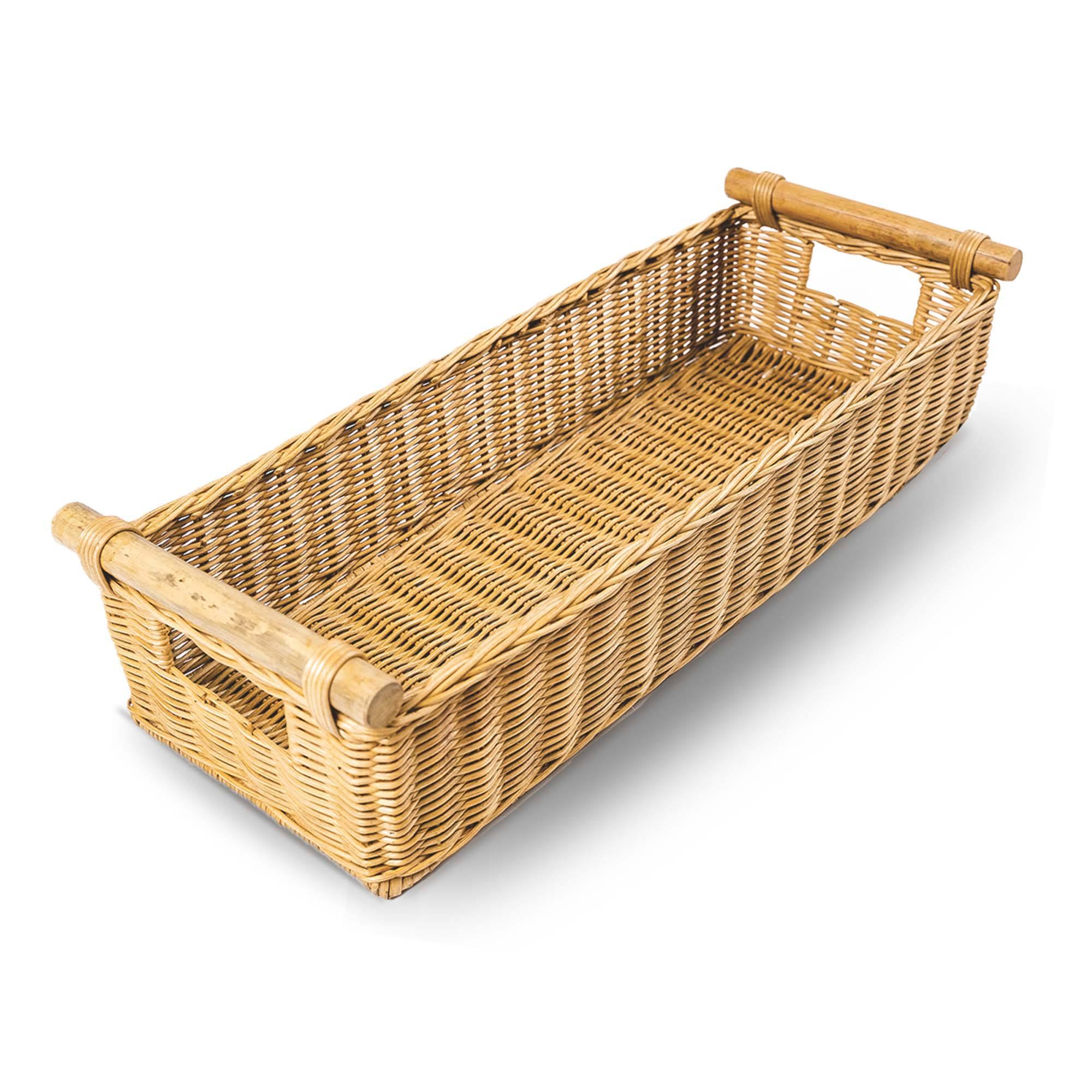 Long Narrow Pole Handle Storage Basket in Sandstone, size L | The Basket Lady