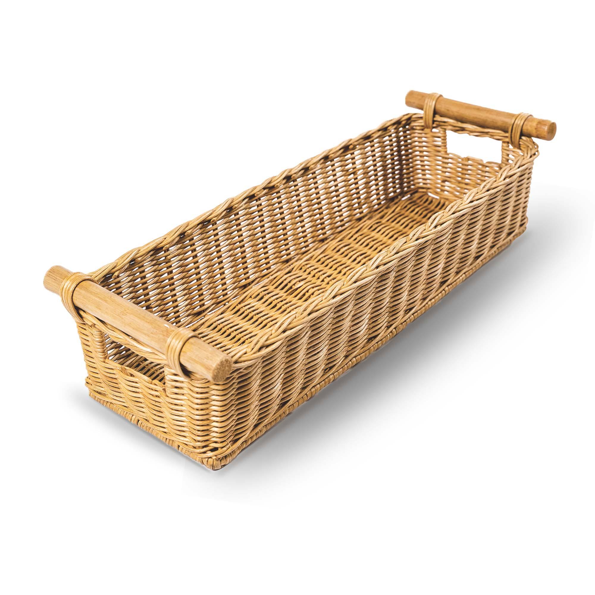 Long Narrow Pole Handle Storage Basket in Sandstone, size M | The Basket Lady