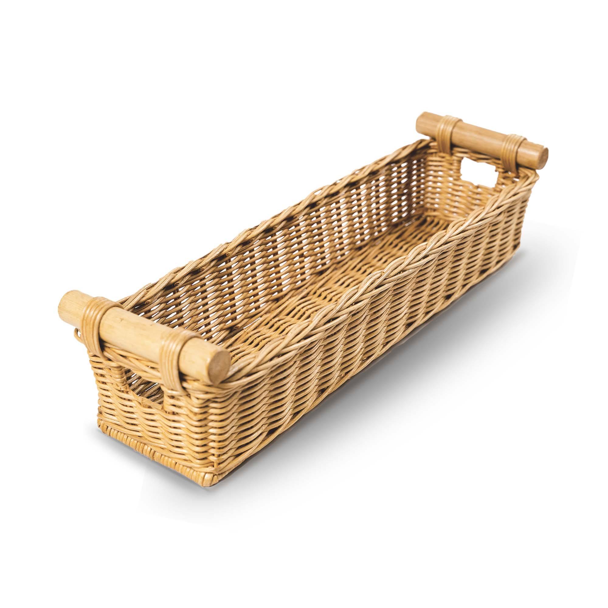 Long Narrow Pole Handle Storage Basket in Sandstone, size S | The Basket Lady