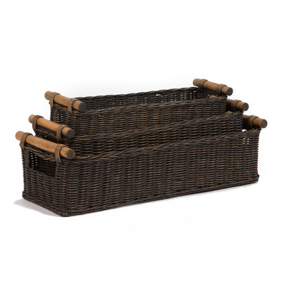 The Basket Lady Long Narrow Pole Handle Wicker Basket